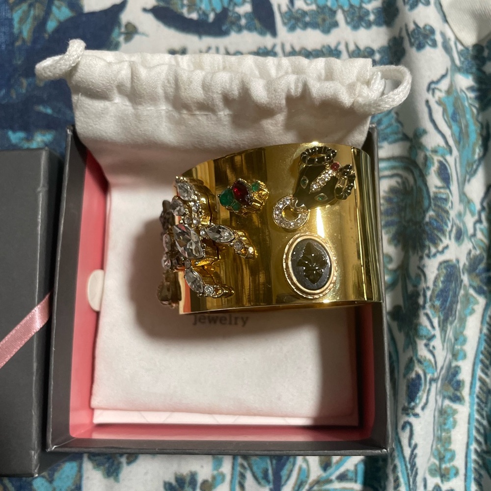 Gold-Tone Crystal Embellished Cuff Bracelet - Picture 4 of 6
